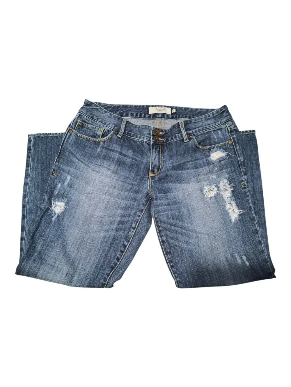 Vintage Y2K Abercrombie & Fitch Distressed Low Rise Straight Leg Jeans Size 8S